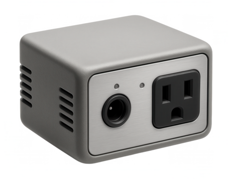 Compact voltage transformer suitable for use in a tiny home, maximizing space efficiency.