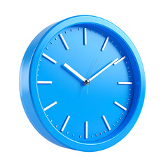 Floating Blue Time Dial with Simplified Segments on Transparent Background a 3D Rendered Clock