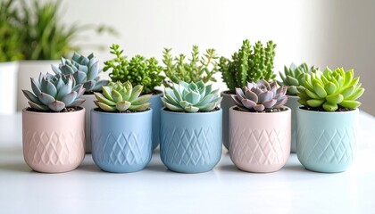 Obraz premium Succulents in pastel pots (2)