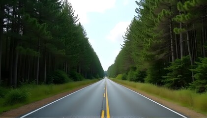 Scenic highway cutting through lush green forest