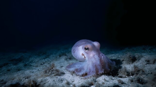 A captivating dumbo octopus floating gracefully above the seafloor