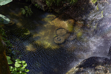 Beautiful nature landscape with a waterfall and rainbow in Khao Kheow Wildlife Sanctuary, Thailand