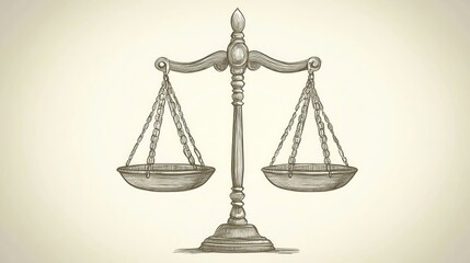 Scales of Justice Hand Drawn Illustration