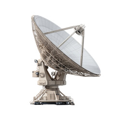 Satellite Dish Antenna on White, Large Beige Satellite Structure