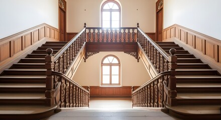 a wooden staircase inside the house