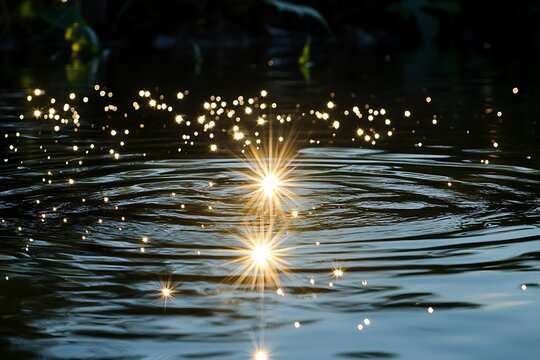 a glimmering star reflecting in water