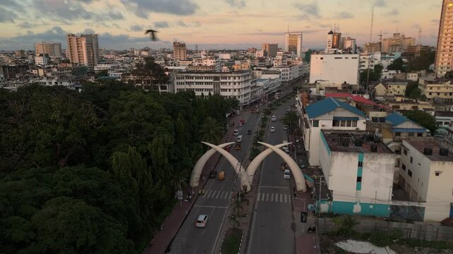 Mombasa Kenya Pembe Za Ndovu (Elephant Tusks) - 4k aerial drone video
