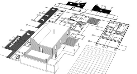 architecture modern house 3d illustration