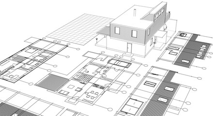 architecture modern house 3d illustration