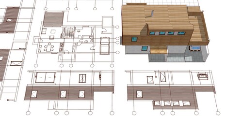architecture modern house 3d illustration