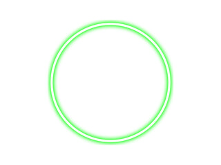 Green neon circle, Green neon glow circular frame. Vector illustration.