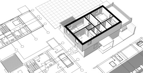 architecture modern house 3d illustration