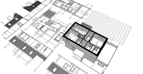 architecture modern house 3d illustration