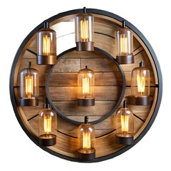  Industrial Wooden Gear with Glowing Lights