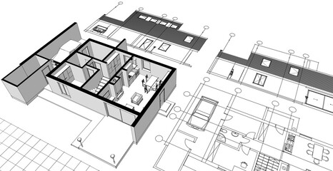 architecture modern house 3d illustration