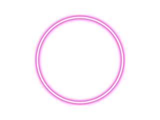 Pink neon glow circle, pink neon circular frame. Vector illustration.