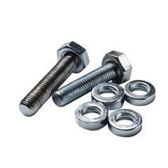 Industrial metal bolts and washers isolated die cut 
