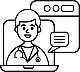 Online Doctor Chat Icon, Vector Symbol for Telemedicine and Medical Messaging