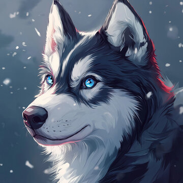 vector illustration of a siberian husky
