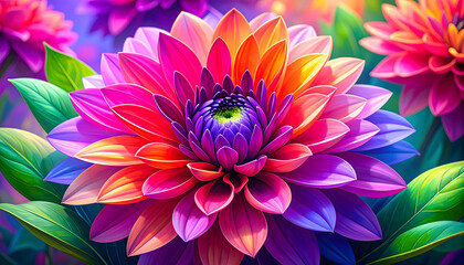 Fototapeta premium Vibrant Multi-Colored Floral Cluster with Artistic Effect