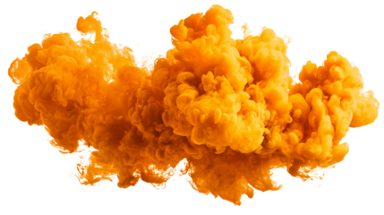 Dynamic Orange Powder Explosion Burst Isolated on Transparent