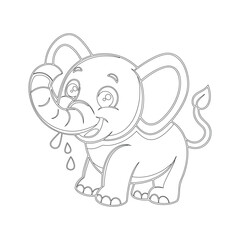 Adorable Baby Elephant Illustration Cute Cartoon Outline Drawing