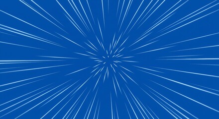 Fototapeta premium Blue speed lines burst effect, abstract comic radial motion blur zoom lines, anime style design