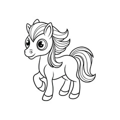 Adorable Cartoon Pony Coloring Page Cute Horse Illustration for Kids