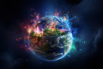 Obraz premium conceptual artwork connecting Planet Earth with a focus on global digital networks