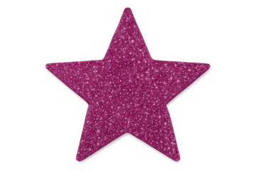 Sparkling pink star glimmering with luminous glitter effect against transparent background, ideal for festive graphic projects
