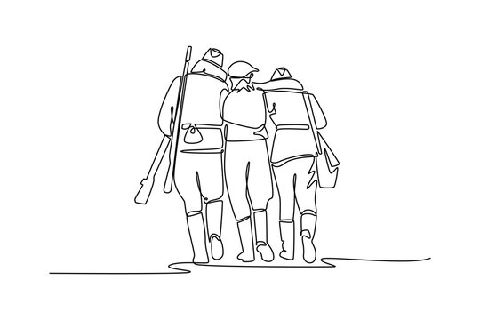 World war concept. Single line draw design. Vector graphic illustration