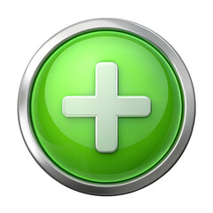 Fototapeta premium Shiny Green Plus Button Icon