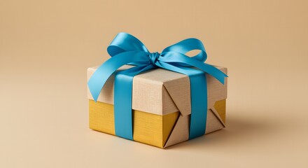 Elegant Two-Tone Gift Box with Blue Ribbon for Any Occasion