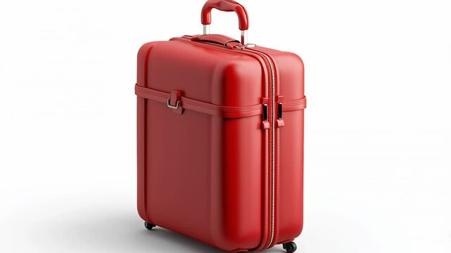 Red hard-shell suitcase with a retractable handle, showcasing a sleek design and durable material, ideal for travel and adventure, featuring a modern aesthetic and practical functionality