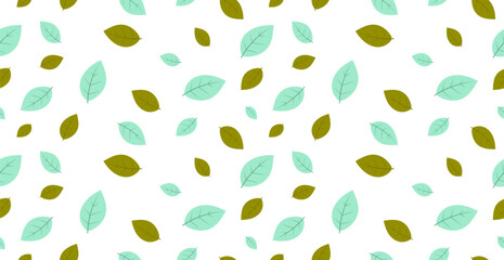 Colorful Seamless Green Leaf Pattern Background for Nature and Eco Design. Vector Illustration. Wallpaper