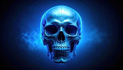 Glowing blue skull, ethereal flames