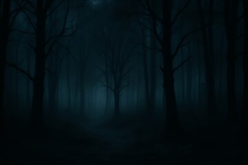 Foggy Dark Forest Trees Mystery Night Woods Spooky Background