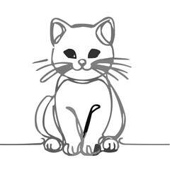 Fototapeta premium Cute cartoon cat illustration sitting with a playful expression 