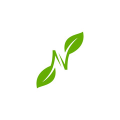 Letter N Leaf Logo. luxury leaf, healthy, agriculture, green