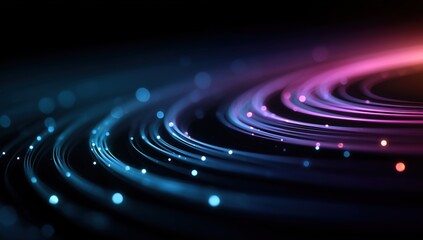 Fototapeta premium Dynamic Light Streaks and Sparkling Dots on Dark Background for Digital Design and Visual Effects