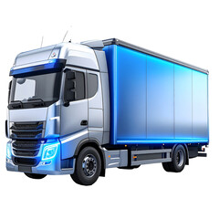 Modern semi truck isolated on black background