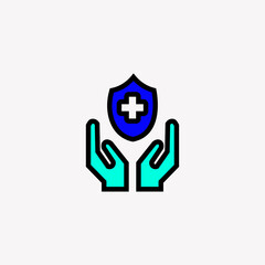 Secured Protection. simple colored icons vector