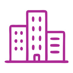 Handdrawn Simple Building Outline with Various Height Cityscape Icon