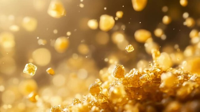 honey comb sprinkling in slow motion