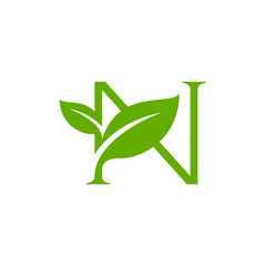 Letter N Leaf Logo. luxury, beauty, leaves, forest, land, nutrition, vegetables