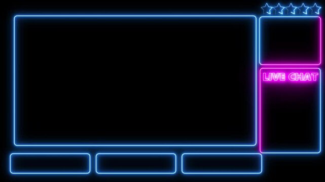 Intermission Stream Overlay Animated, Neon Sign looping facecam and chat for live streaming