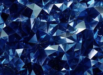 Abstract Blue Diamond Texture Crystal Close-Up Background, 3D rendering