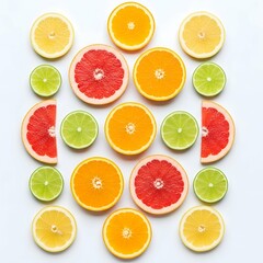 Fototapeta premium Citrus Fruit Slice Set Symmetrically Arranged