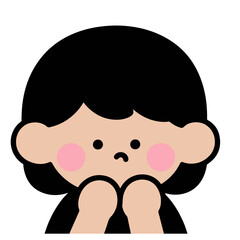 Sad cartoon girl illustration, vector, cute, simple style