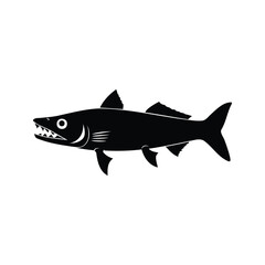 Silhouette of a formidable barracuda with visible sharp teeth and fins